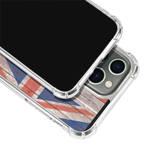Hawaiian Flag Dark Wood iPhone 15 Pro Clear Case